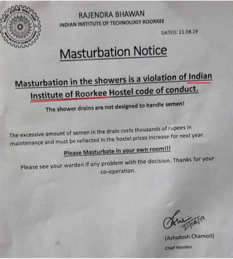 Fact Check IIT Roorkee notice saying no Masturbation in the shower jje 