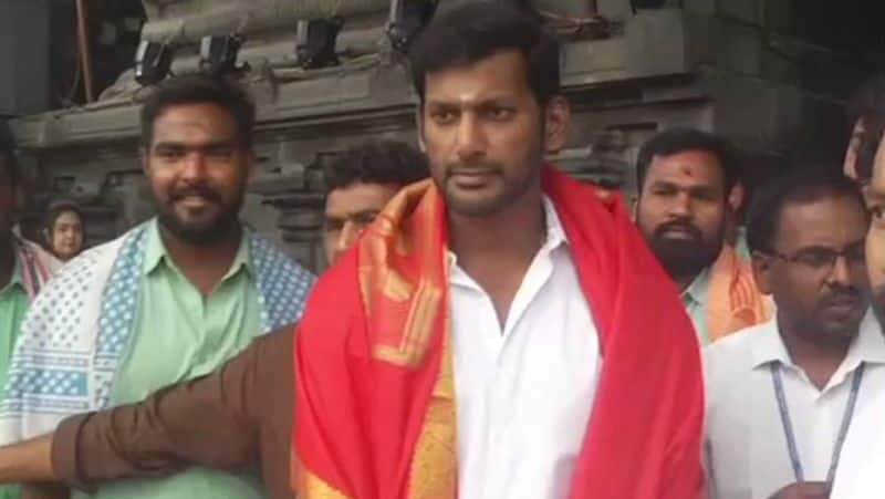 Mark Antony hero vishal visit tirupati temple gan