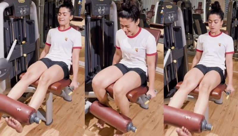 Actress Rashmika Mandanna Heavy Workout in gym NSK