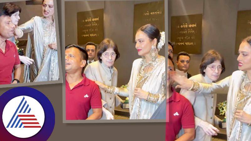 Rekha slaps a man after clicking photos with him  fans say  not take a bath now suc