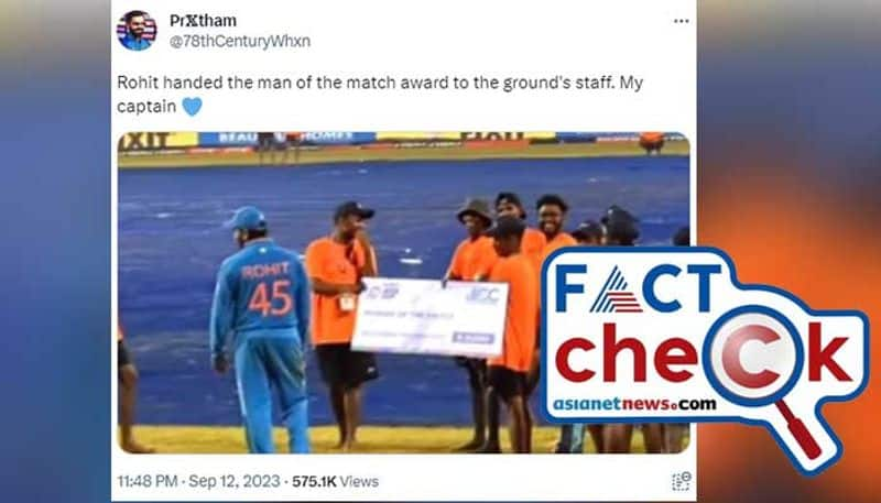 Rohit Sharma not gave man of the match cheque to ground staff claim is fake Fact Check jje