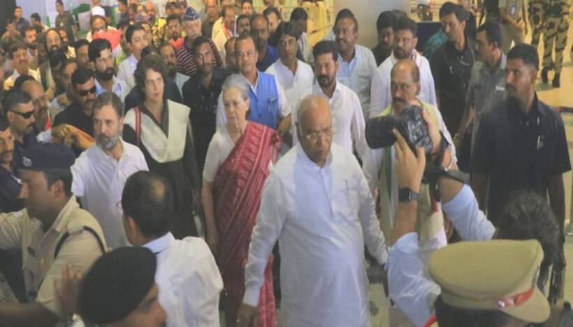 CWC Meeting: హైదరాబాద్‌కు ఖర్గే, సోనియా, రాహుల్.. ఘనస్వాగతం పలికిన కాంగ్రెస్ శ్రేణులు