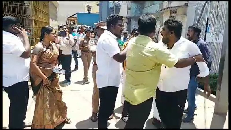 naam tamilar katchi cadres try to attack veeralakshmi at chennai vel