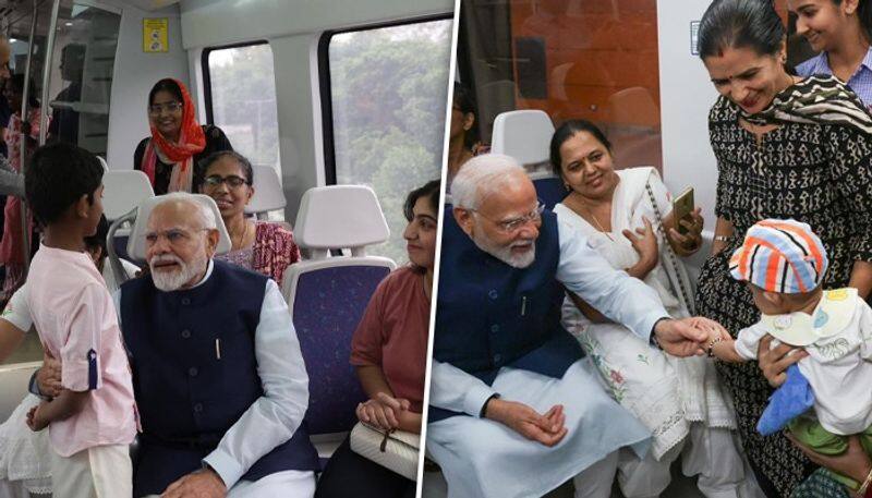 PM Modi birthday special pm travel to metro, distributed chocolates to children see photos kxa 