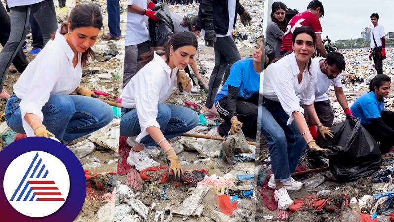 Karishma Tanna Takes Part In Beach Cleaning Drive suc