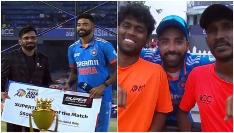 Asia Cup Final mohammed siraj donate MOTM cash prize to Colombo ground staff ckm