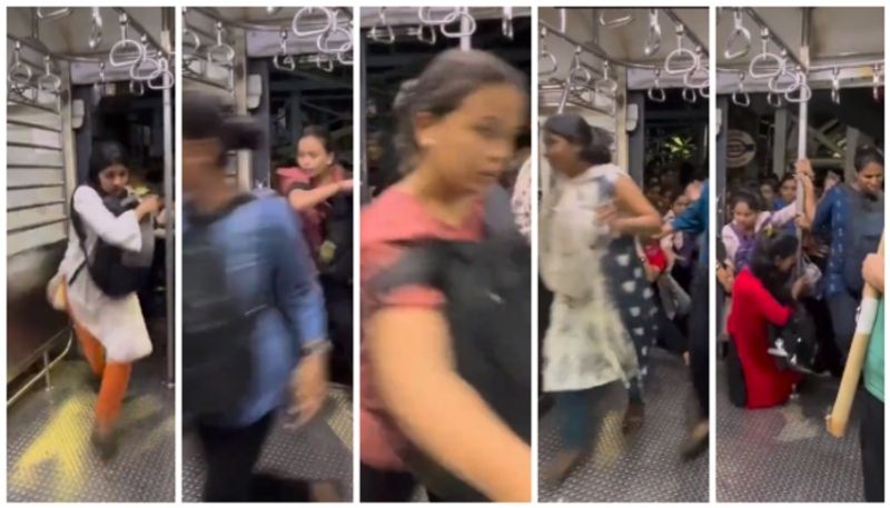 Video of the rush to board the Mumbai local train bkg 