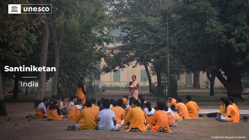 Santiniketan , founded by Rabindranath Tagore, has been recognised as a UNESCO World Heritage Site RMA