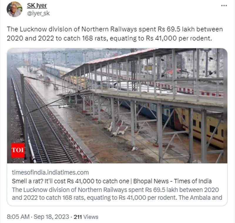 pib fact check refuse the claim northern railways spend rs 41000 to catch one rat in lucknow division jje