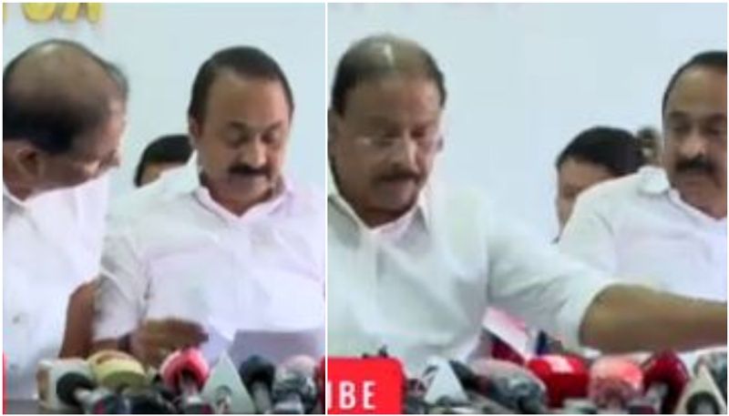 K Sudhakaran and VD satheesan row over mike after puthuppally election social media viral prm 