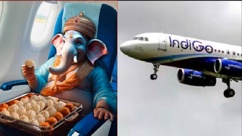 Lord Ganesh came By Indigo flight eating modakas Photo goes viral akb