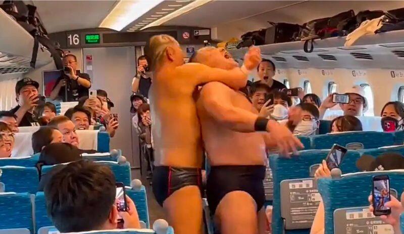 WATCH WWE-style wrestling match takes centre stage inside speeding bullet train in Japan; video goes viral snt