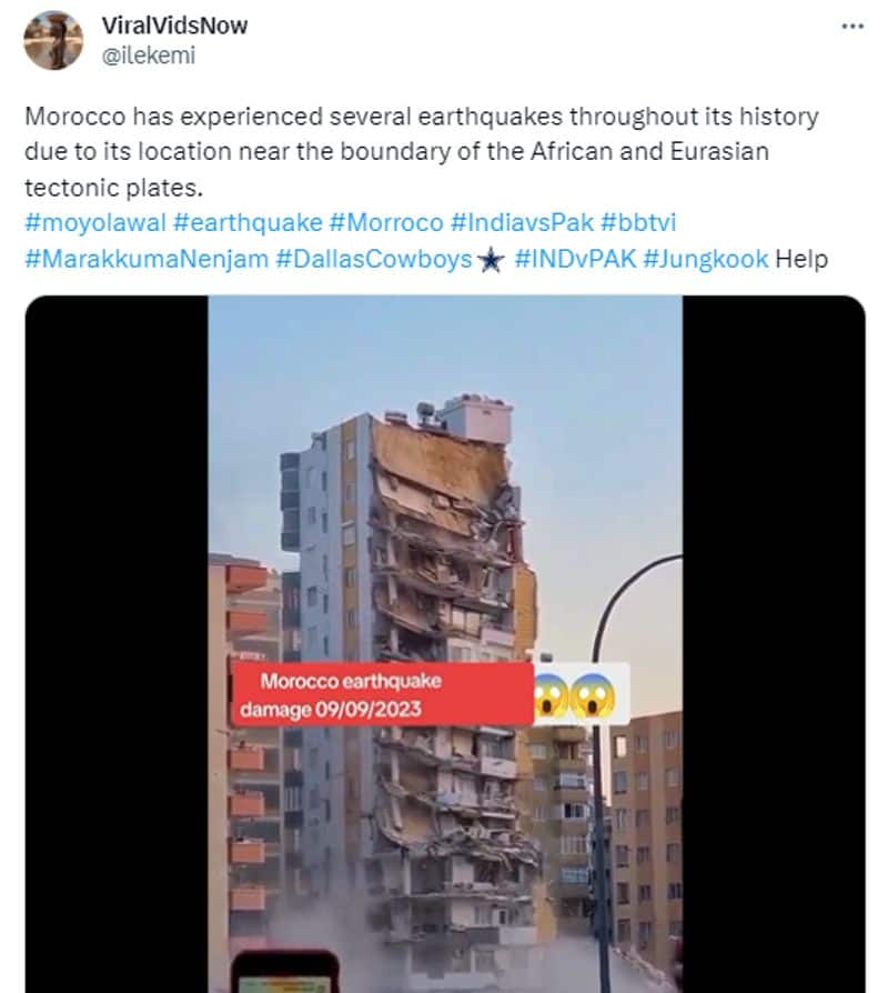 Fact Check Morocco earthquake building collapse video is old and from Turkey jje 