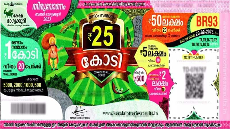 Kerala Thiruvonam Bumper lottery Coimbatore natarajan wins first prize smp