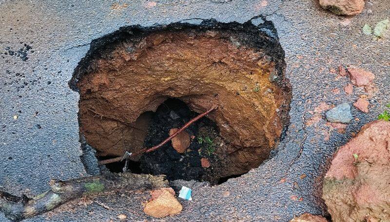 Collapse Between Mangaluru Solapur National Highway at Karkala in Udupi grg 