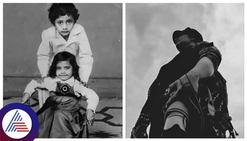 find childhood photos  sandalwood actor sharan and his sister actress shruthi  gow