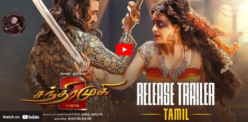 Raghava Lawrence kangana vadivelu starrier Chandramukhi 2 trailer released mma