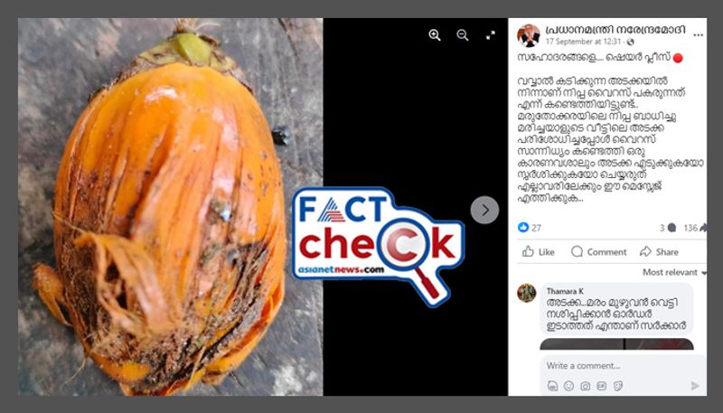 false claim says Nipah spreading in Kerala through areca nut Fact check jje 