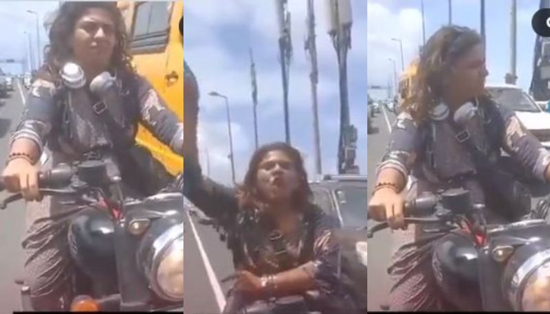 Woman Biker Threatens Abuses At Police When Stopped At Bandra-Worli Sea Link vkv