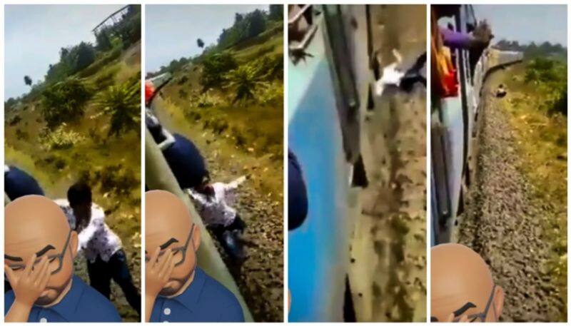 Scary video of falling down while shooting reels from a running train bkg