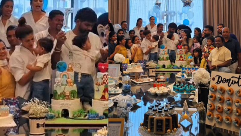 Nayanthara celebrate his sons uyir and ulag 1st birthday with cake feast in malaysia viral video gan