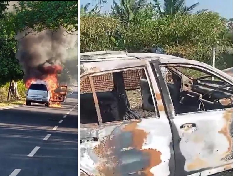 newly bought second hand car fire burned at just 4 days at sathankulam in thoothukudi district vel