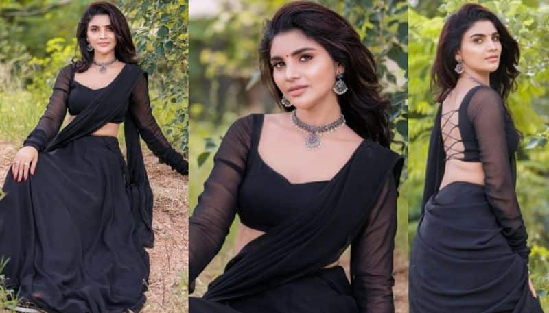 Jabardasth Varsha Mesmerizing with her Saree Look NSK