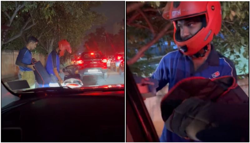 Bengaluru man orders pizza while stuck in traffic gets delivered in car joy