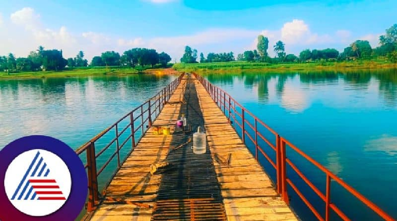 A barrel bridge built by the villagers of Kankanwadi themselves at bagalkote rav