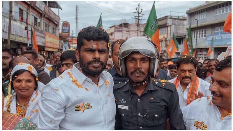 Hill Cop Patrol police constable transferred after taking selfie with annamalai tvk