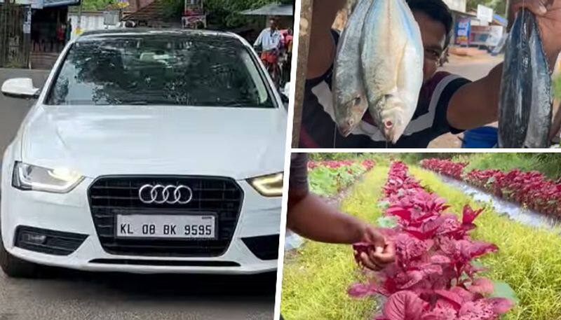 kerala farmer travels in audi a4 to sell spinach in the market, video went viral kms