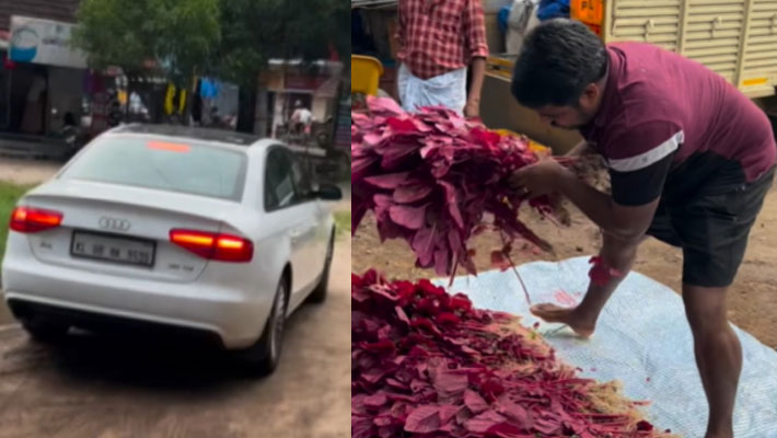 Kerala farmer who came in an Audi car to sell vegetables in the market viral video Rya