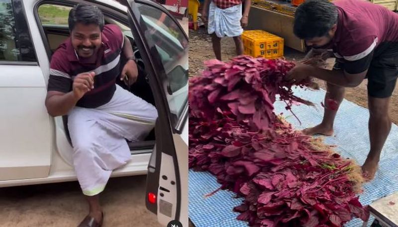 Malayali farmer known as variety farmer arriving in Audi A4 and selling red spinach rlp