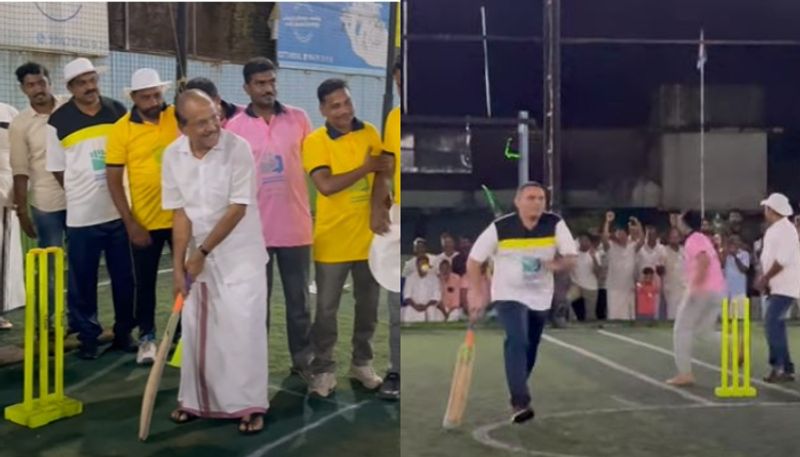 Exhibition cricket game gives full excitement for muslim league leaders and workers in kottakkal etj