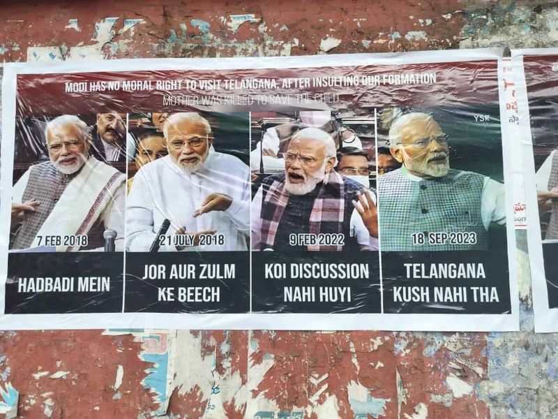 PM Narendra Modi has no moral right to visit Telangana, say BRS posters RMA