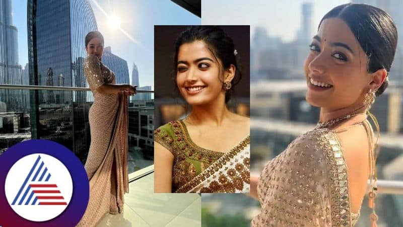 actress rashmika mandanna in dubai saree photos viral on social media gvd