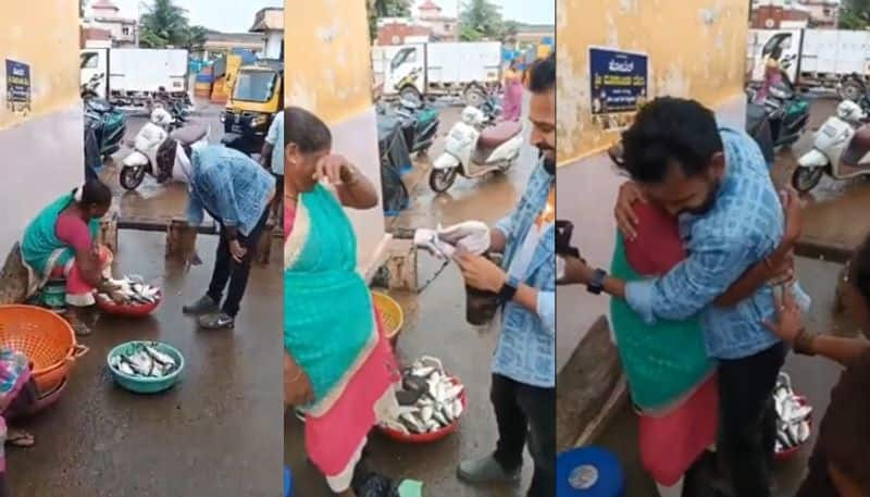 Bengaluru youth working in Dubai surprises his mother after three years video goe viral in social media vkv