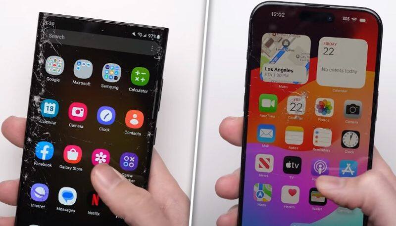 iPhone 15 Pro Max vs Samsung Galaxy S23 Ultra Who won the drop test WATCH gcw