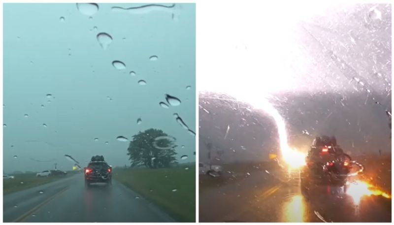 video of lighting strikes car but passengers escape went viral bkg