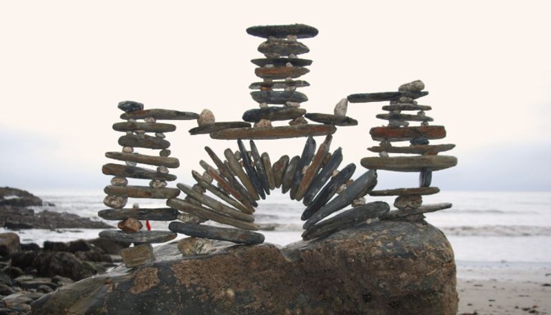 wife went for shopping husband makes  rock sculpture  for time pass viral in no time etj