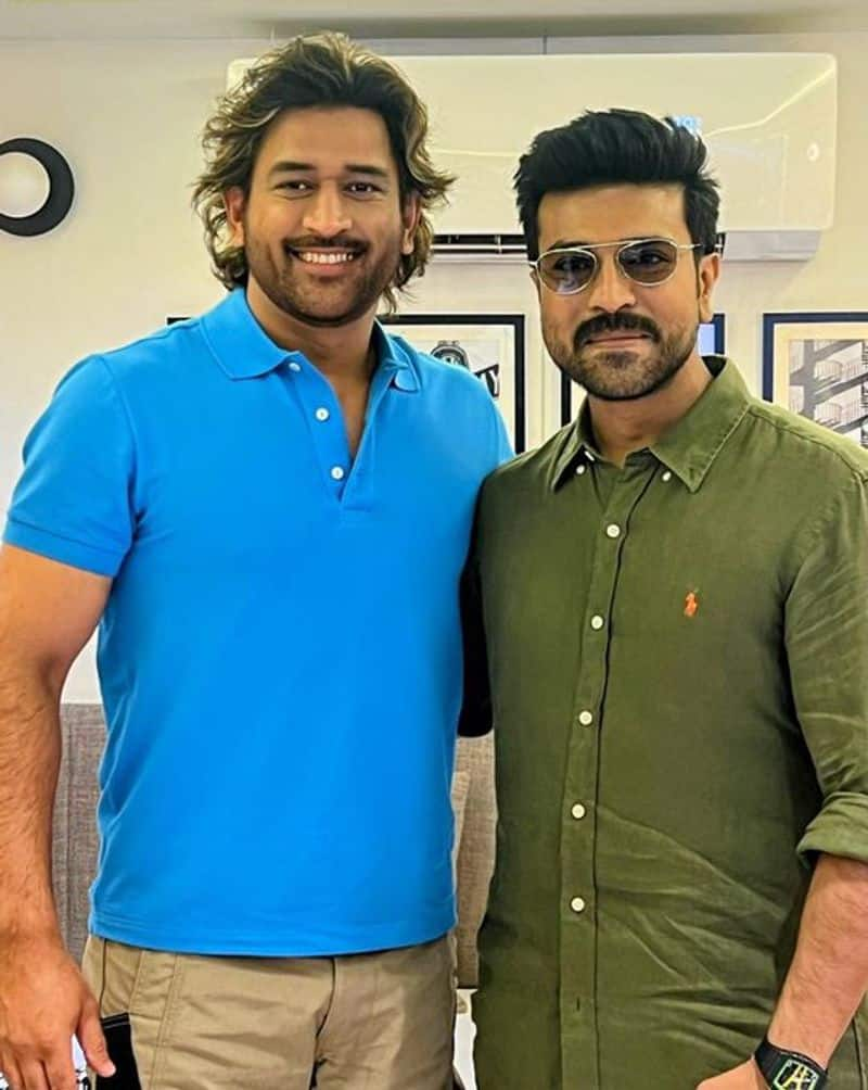 Ram Charan Meets MS Dhoni in mubai NSK