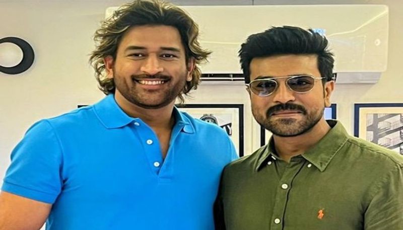 Ram Charan Meets MS Dhoni in mubai NSK