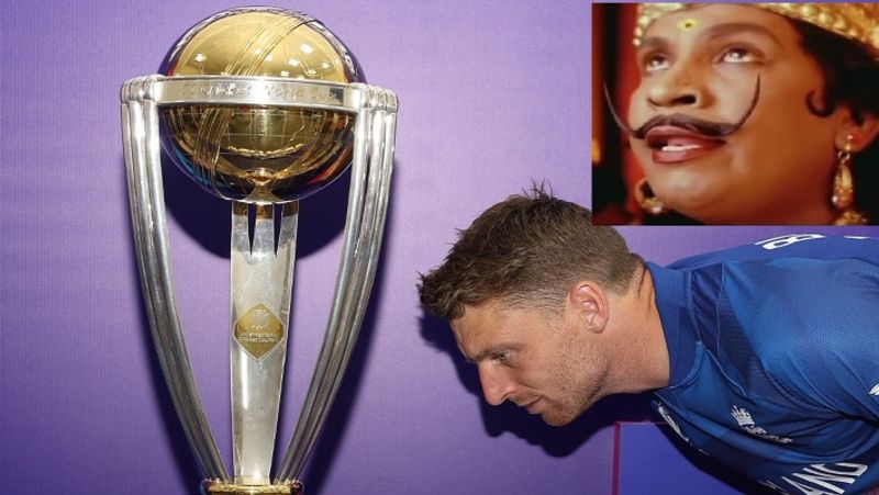 A photo of England captain Jos Butler staring at the World Cup is going viral rsk