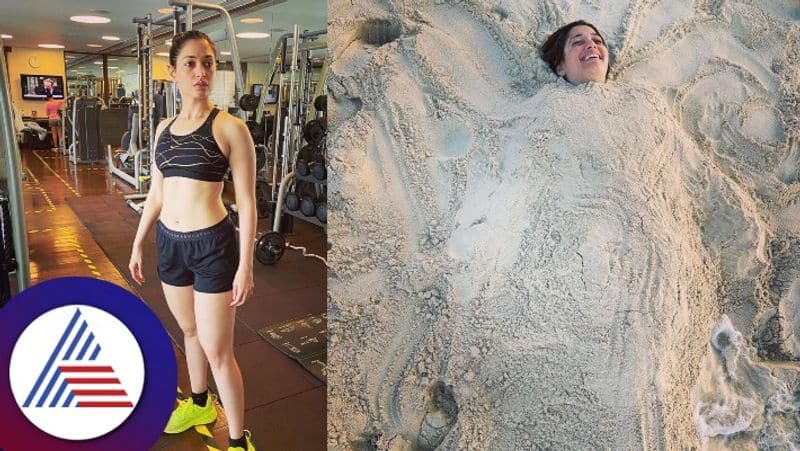 actress tamannaah bhatia beach and gym stills goes viral gvd