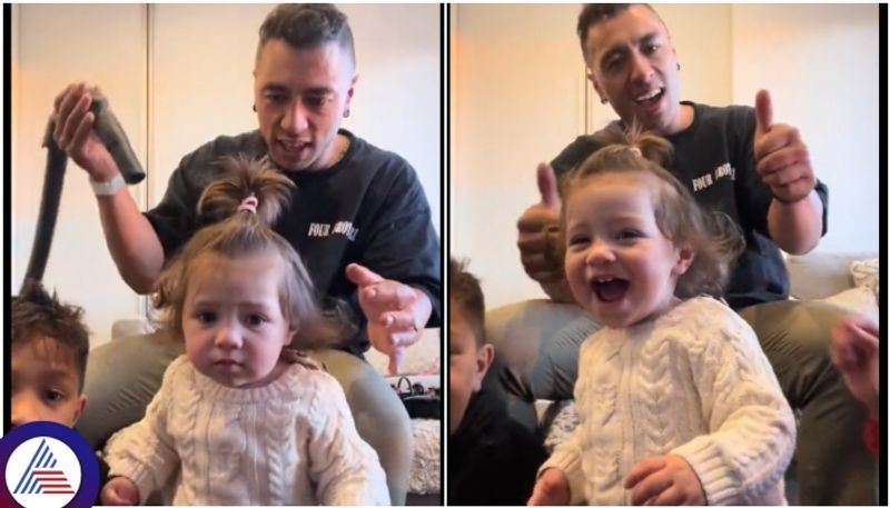 Vacuum Cleaner hair style viral video seen Netizens Chosen 2023 Father of the Year sat