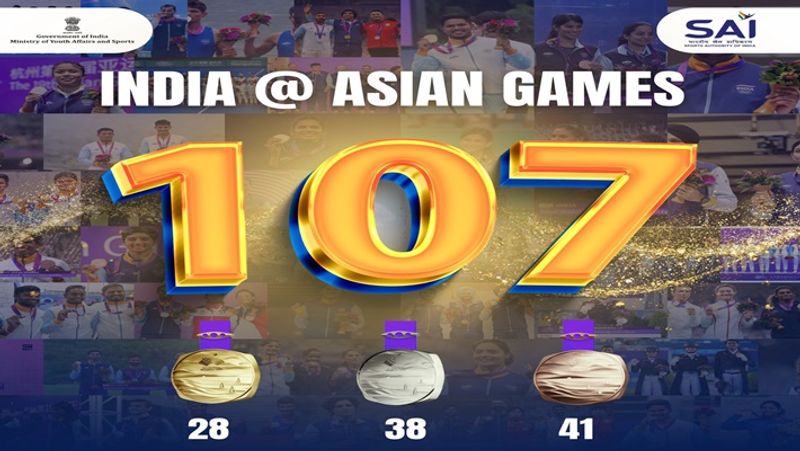 Asian Games 2023 India records its best ever haul with 107 medal kvn