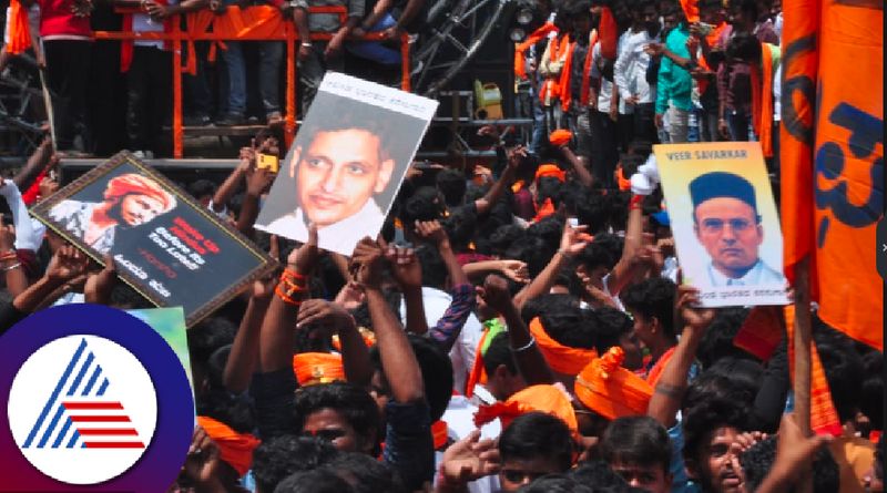 Portrait of Nathuram Goodse at Chitradurga Hindu Mahaganapati Shobhayatra today rav