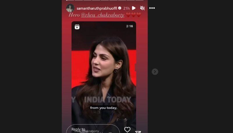 Samantha Ruth Prabhu shares Rhea Chakraborty's video, calls her 'Hero' DPK