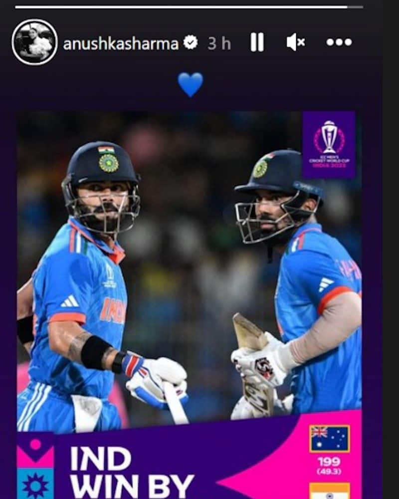 Cricket World Cup 2023: Anushka Sharma celebrates as Virat Kohli, KL Rahul steer India towards victory ATG