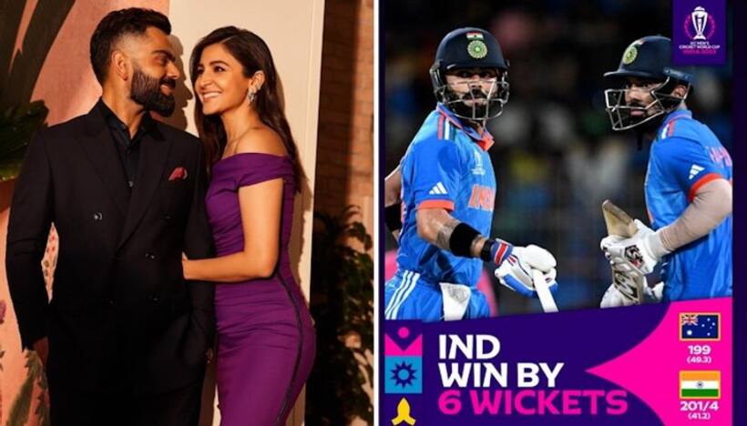 Cricket World Cup 2023: Anushka Sharma celebrates as Virat Kohli, KL Rahul steer India towards victory